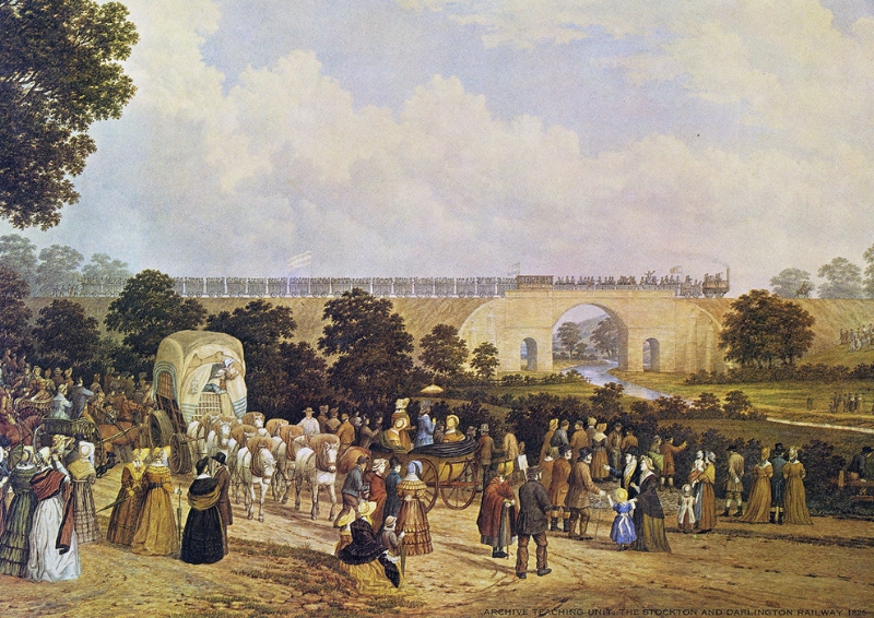 Opening of the Stockton and Darlington Railway in 1825. Image credit: John Dobbin (1815-1888)