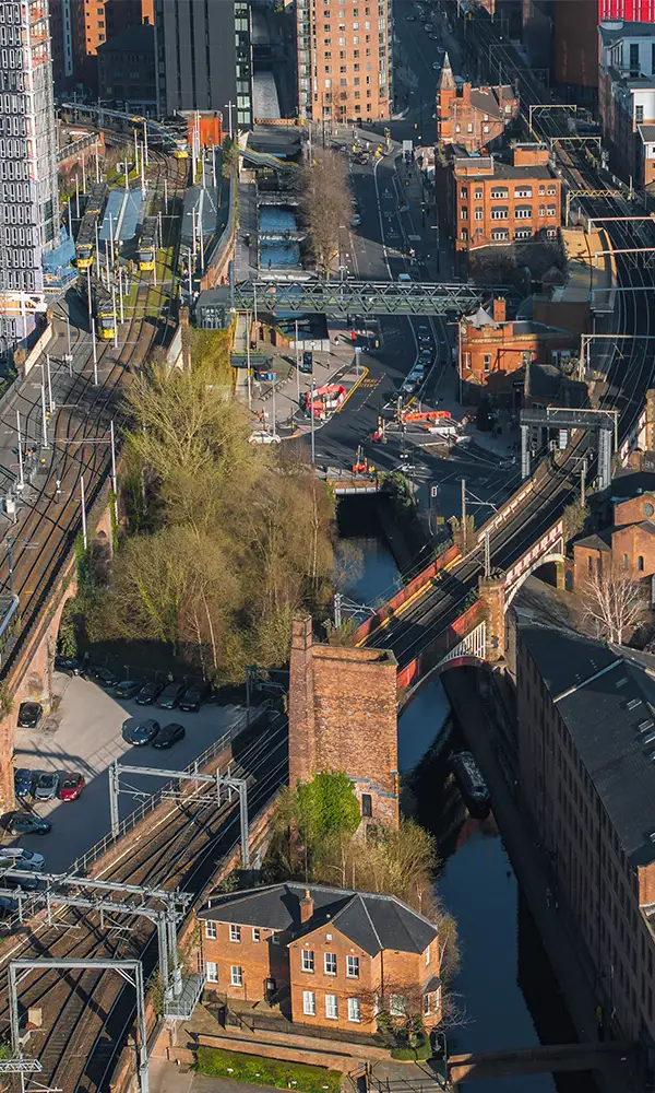 Aerial view of Manchester