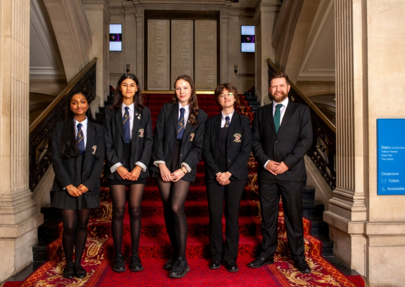 The Deltas, Gold Award winners, with their teacher (on the right) at One Great George Street. Image credit: ICE