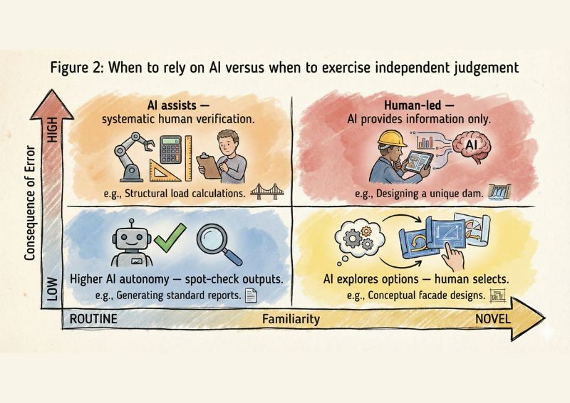 When to rely on AI versus when to exercise independent judgement. Image credit: Dr Mike Rustell (AI generated by Gemini Nano Banana)