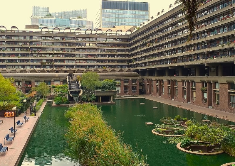 The Barbican, London, shows how green and grey can come together to make community spaces more enjoyable. Image credit: Shutterstock