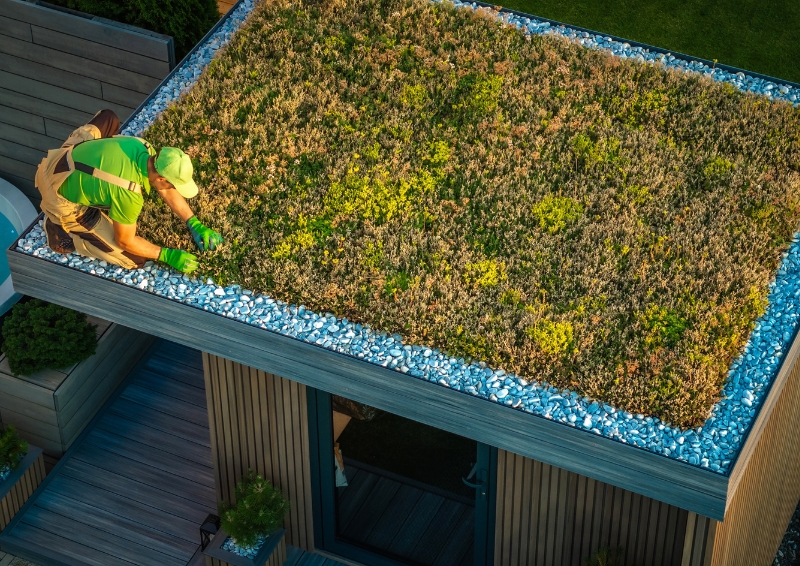 Green roofs can help lower temperatures in urban settings. Image credit: Shutterstock