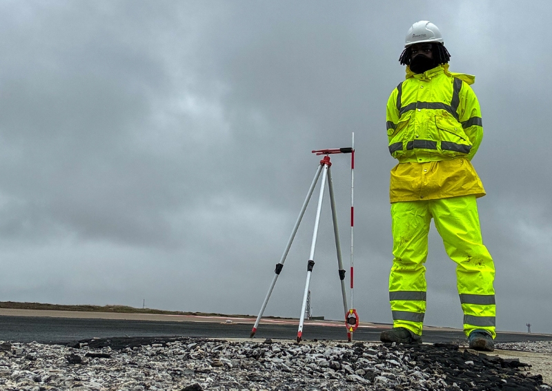 Mo's team was working to repair a runway at the Mount Pleasant airfield. Image credit: Mo Kamara