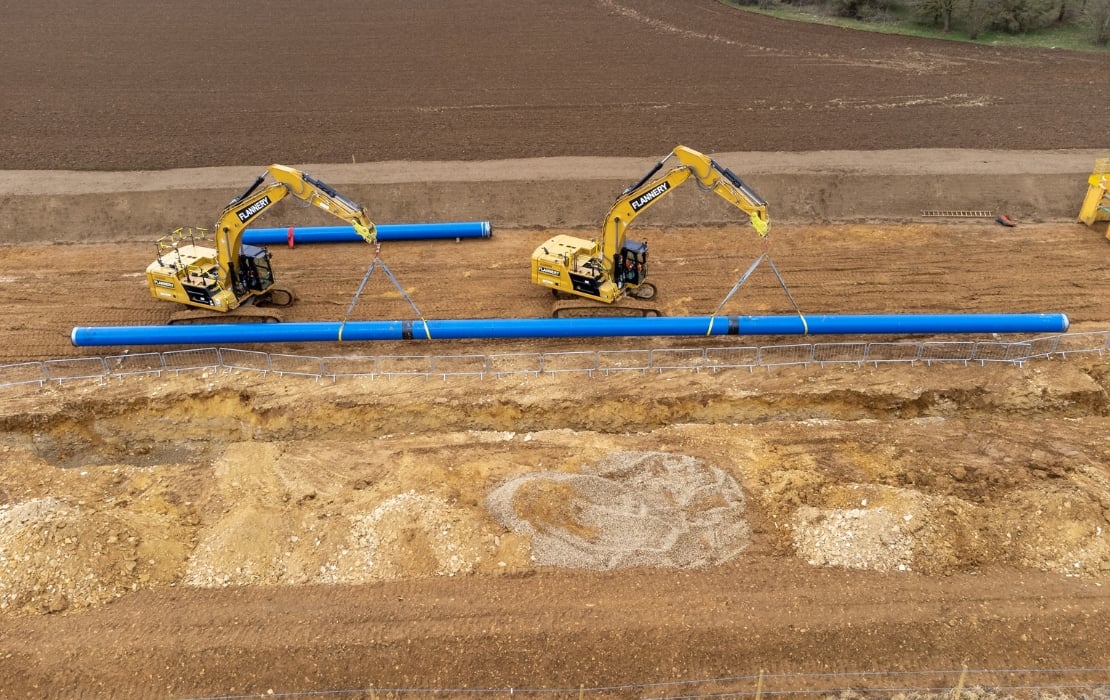 plant holding pipes onsite