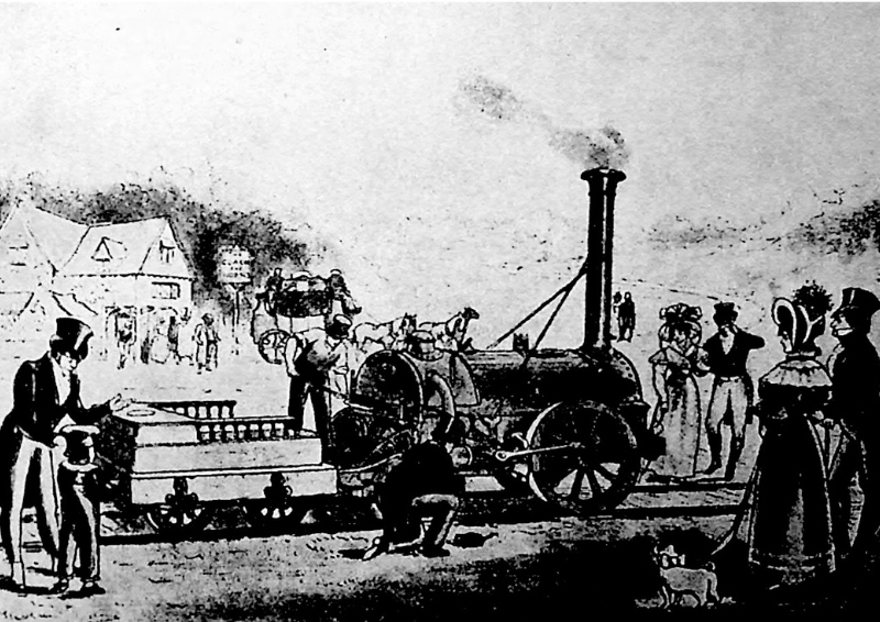Depiction of Robert Stephenson's Rocket engine. Image credit: 	O. H. Dumrath: Det XIX Århundradet, Förra delen, 1902 (public domain)