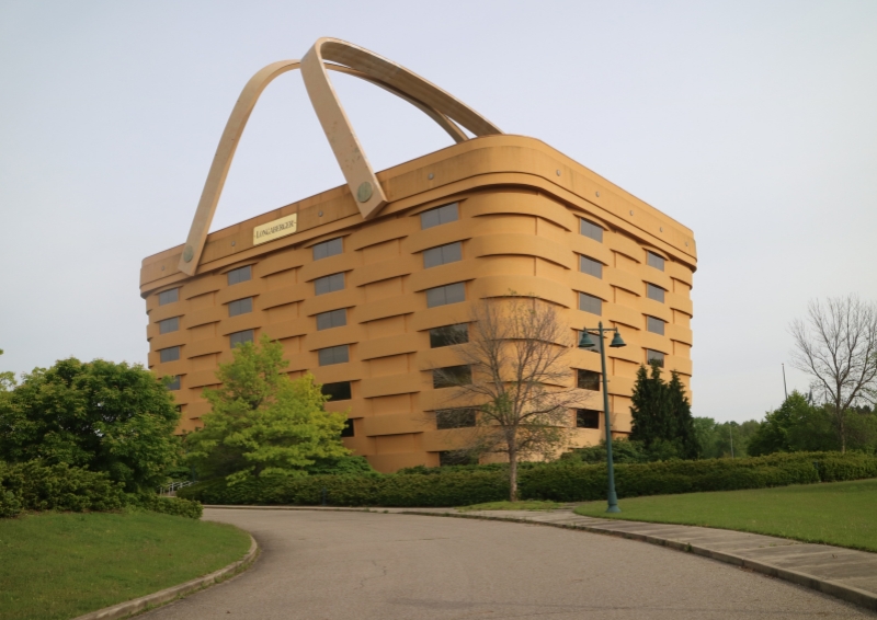 The Big Basket, also known as the Longaberger Basket Building, can be found in east Newark, Ohio. Image credit: Shutterstock