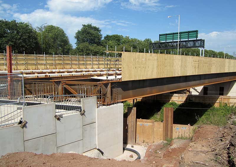Bridge beams being replaced