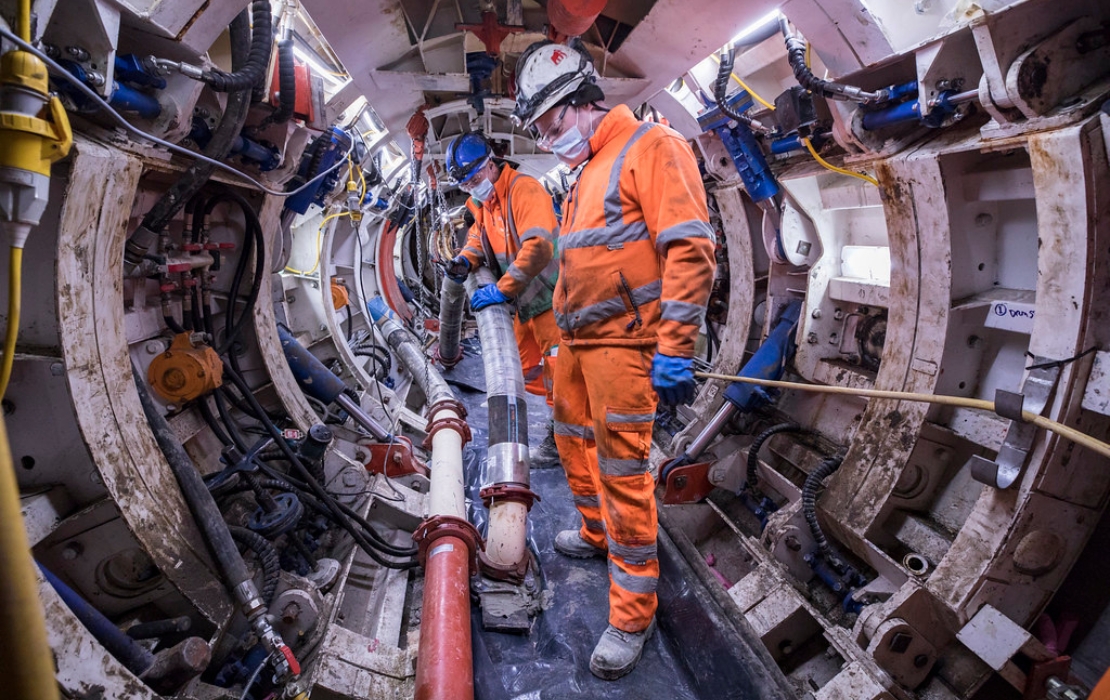 workers inside the tunnel